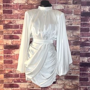 Fashion Nova White Silk Dress